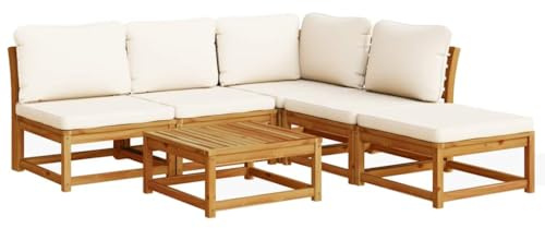 vidaXL Garten Lounge Set 6-TLG., Gartenmöbel mit Kissen Latten-Design, Sitzgruppe für Garten Terrasse, Modular Sofa Garnitur, Massivholz Akazie