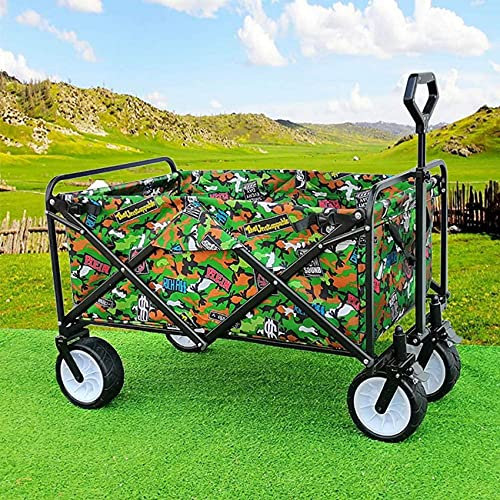 CCYENG Zusammenklappbarer All-Terrain-Mehrzweckwagen mit Rädern, robuster Strandwagen, zusammenklappbarer Transportwagen, Gartenwagen für Camping im Freien, Einkaufs-