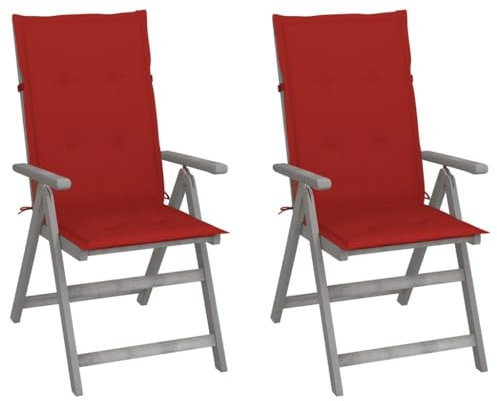AJSEOYBS Gartenmöbel,Terrassenstühle,Atmungsaktive Gartenmöbel,Verstellbare Gartenstühle 2 STK. mit Auflagen Massivholz Akazie,Comfy Lounge Chair, Outdoor Möbelfür Rasen, Garten, Balkon im Freien usw