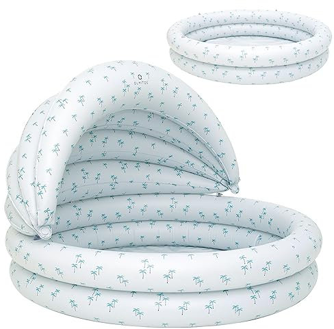 Piscina Hinchable Infantil con Parasol Desmontable - Inflable de PVC Resistente Parque de Bolas - Redonda 105cm diametro.