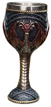 Baoblaze Copa de Vino de Acero Inoxidable con Forma de cáliz Medieval Vintage, para Aniversario, artículos de Fiesta, decoración de Escritorio, Vaso para Beber, Rojo