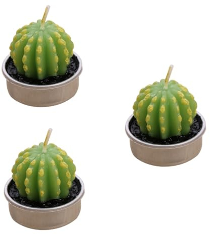 Cabilock Bougies Cactus 3 Pièces Chauffe-plat De Table Bougies Cautus Décoratives Artificielle Végétale De Simulation De Jardin Green