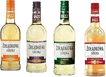 4 Flaschen Zoladkowa Gorzka Mix Wodka 4 Sorten a 500ml Polnischer Wodka a 500ml Traditional, Feige, Mint, Black Cherry + Space Keks von Onlineshop Bormann