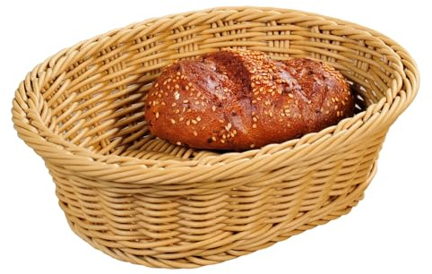 Kesper | Brot- und Obstkorb, 5er Pack, Material: Voll-Kunststoffgeflecht, Maße: 25 x 20,5 x 8,5cm, Farbe: Braun|1980315