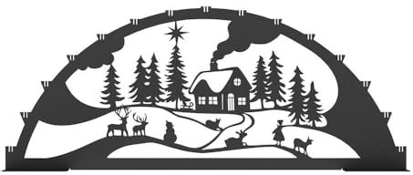 XXL Winter Weihnacht Schwibbogen aus Metall | KNOBLOCH | DSB1 Winter-Motiv | Schwarz | Outdoor | Weihnachtsdeko für Garten und Balkon | Weihnachtsbeleuchtung (Winter)