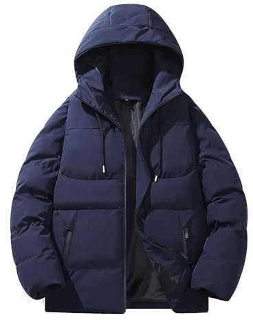 Damen Daunenjacke Herren Winter - Puffer Jacke Mit Kapuze Parka Gefüttert Schwarz Einfarbig Steppjacke Übergangsjacke Winter Mit Taschen Winterjacke Steppjacke Jacket