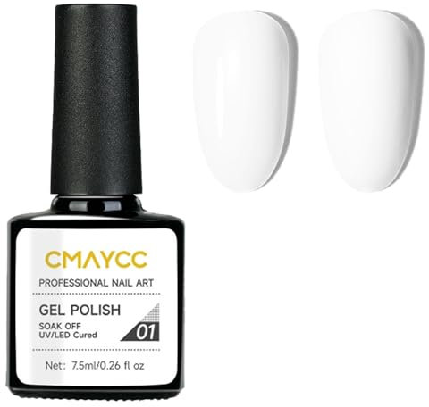 White Gel Nail Polish, Milky White Gel Nail Varnish, French Manicure Long Lasting, Non Toxic Breathable UV/LED Soak off GelNail Polish for Women DIY Nail Art