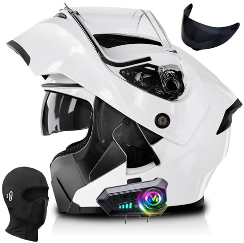 Klapphelm mit Bluetooth, Helm für Motorräder Integralhelme Flip-up Motorradhelm ECE-Zertifizierung Anti-Fog-Doppelspiegel Die Windgeräusche Leicht für Frauen Männer