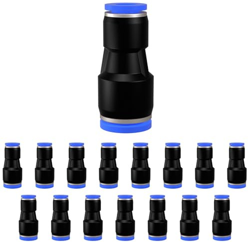 Lot de 15 connecteurs pneumatiques droits de 4 mm à 6 mm, fixations rapides Air Push to Connect, raccords réducteurs à dégagement rapide (PG4-6) (PG 6 mm-4 mm (15 pièces)