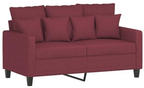 HEFZGDB 3-TLG. Sofagarnitur mit Kissen Weinrot Stoff Relax Sessel Couch Klein Lounge Sofa Big Sofa für Wohnbereich Aufenthaltsraum Empfangsraum Schlafzimmer