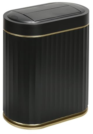 SYNCVIBE Bathroom Trash Can with Lid Butterfly 2 Gallon Sensor Trash can, IPX5 Waterproof Garbage Can, Automatic Slim Trash Bin, Under-Counter Wastebasket Bathroom Decor for Kitchen, Black Gold