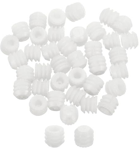 sourcing map 200Pcs 0.32x0.3 Hinge Dowels, Plastic Dowel Insert with Threaded for Cabinet Door Hinges Furniture Connections, White