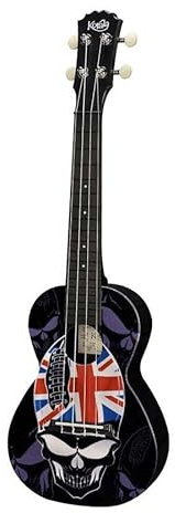 Korala Konzert Ukulele PUC-30-004 Skull with Union Jack Hat – stylische Ukulele aus ABS Kunststoff – robust, stimmstabil, ideal für Einsteiger & Fortgeschrittene – 23 Zoll, coole Grafik