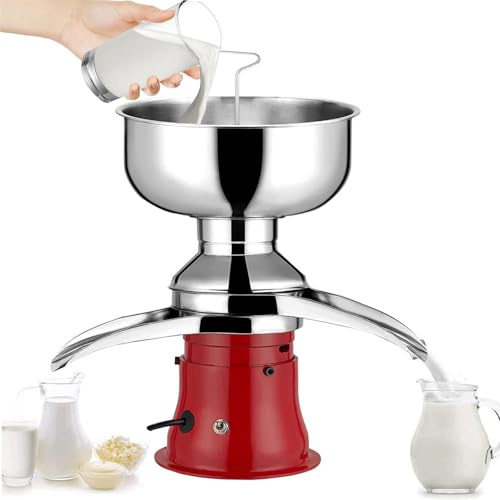 WhFKLca Séparateur de Crème de Lait Électrique - Capacité 5 L,Séparateur De Centrifugeuse De Lait électrique De 50 L/H Séparateur De Crème De Lait pour Le Lait De Vache,Le Lait De Chèvre Red