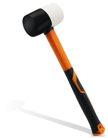 TOOLUTION Mazo de goma pequeño - Mazo de cara blanda de 8 oz para suelos y carpintería - Martillo resistente a los arañazos con mango de fibra de vidrio Rubber Mallet