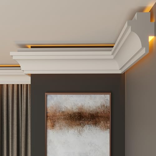 FAST DECOR XPS Ceiling Cornice Coving – Extruded Polystyrene Moulding Trim, Lightweight Decorative Coving for Ceilings, LED Coving, LED Cornice, LED Lighting Coving (CLL14, 16M (8 Length))