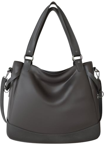 KMISSO Damen Shopper Bag Hobo Bag – große Schultertasche aus Kunstleder 38x35x15 cm, zweifarbige City Shopper Handtasche in vielen Farben, gefüttertes Hauptfach mit Reißverschluss & Innenfächern