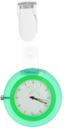 ibasenice Grüne Quarz Taschenuhr mit Clip für Ärzte und Pflegekräfte | Quarzglas, Kunststoffgehäuse, Präzises Uhrwerk, Clip Befestigung mit Klemmbügel