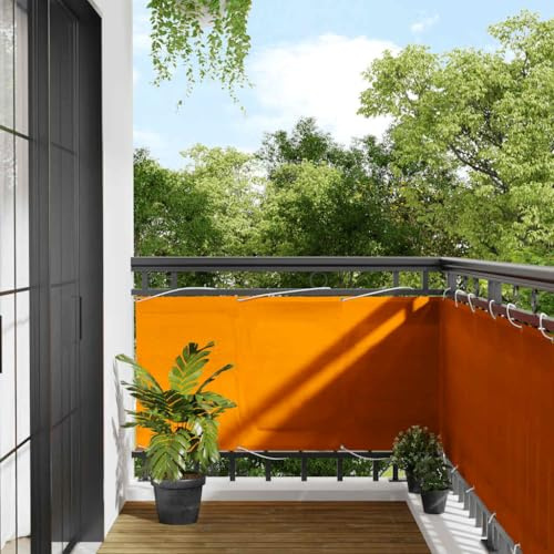 Protector visual para balcón naranja 75 x 1000 cm, 100 % poliéster oxford con revestimiento de PU, impermeable, resistente a los rayos UV, para balcón, terraza, jardín al aire libre