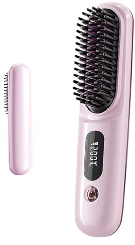 Peine para planchar el cabello – Herramienta inalámbrica con batería de larga duración – Mini peine plancha iónica caliente, para mujeres y viajes, uso doméstico y profesional