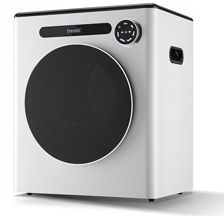 Dessiz 1.6 Cu.Ft.,11LBS Dryer 950W portable Clothes Dryer Machine with Stainless Steel Drum and Exhaust Hose,Compact Dryer for RVs, Apartments,Dorm Rooms- Quiet, Sturdy,Easy to Use and LED Display