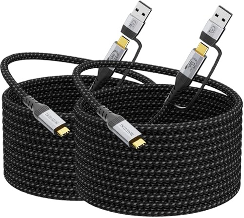 HOTUTUKI câbles usb long(5M+5M) 2-en-1 Multifonctionnel, USB A vers Type C USB 3.2 Gen 2x2 20Gbps, Vidéo UHD 4K@60 Hz, Charge Rapide PD 3.0 5A 100W, Compatible Thunderbolt 3/4