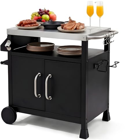 TLSUNNY Grilltisch Outdoor mit Edelstahl Tischplatte