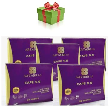 Artabria Café Funcional Café 5.0 | Fórmula mejorada | Café Verde 100mg | Naranja Amarga y Guaraná | Pack de 5, incluye bonito regalo de cortesia