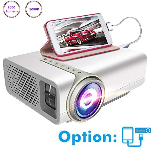 Proiettori Videoproiettore Mini proiettore 2000 lumen 1080P HD per sistema Home Theatre Proiettore video con HDMI VGA AV USB Video proiettore cablato (colore : Bianca)