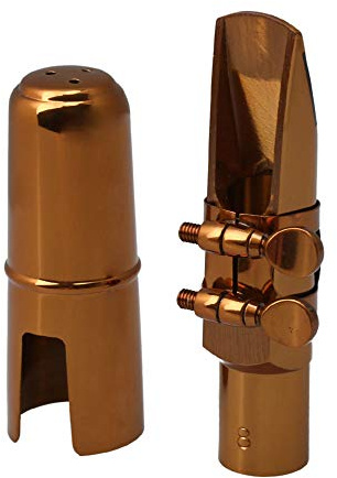Yibuy Rose Gold Brass E Flat Alto Saxophone Mouthpiece with Ligature Cap 8#