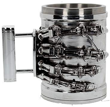 Nemesis Now Boccale Terminator 2 B4656N9 17 cm, resina con inserto in acciaio inox, argento