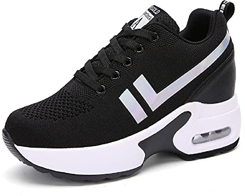 AONEGOLD Sneakers kilskor för kvinnor löparskor gym fitness promenader sport snörning vardagsskor, Svart 1912, 35 EU