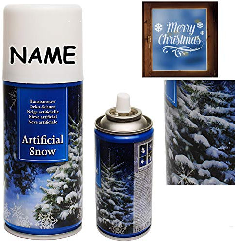 alles-meine.de GmbH 2 Stück große Dosen - Schneespray/Kunstschnee Sprühdosen - für Tannenbaum + Fenster + Spiegel + Glas - inkl. Name - 150 ml - Schnee Schneebilder - ideal S..