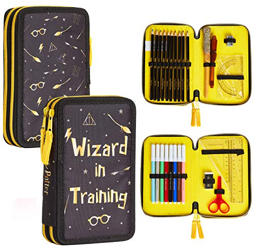 Harry Potter Federmäppchen, Kollektion von Schule Zubehör, Polyester Etui, 1 Stück Federpenal, 2-Fach Etui Schule, Geschenke Fans