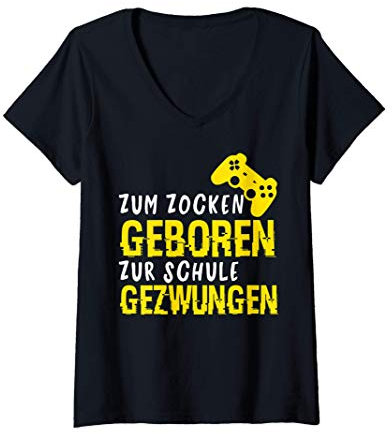 Damen Gaming Zocken Konsole PS5 Geburtstag Gamer Geschenk T-Shirt mit V-Ausschnitt