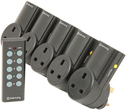 Mercury 350.115UK wireless remote control mains socket adapter 30m range