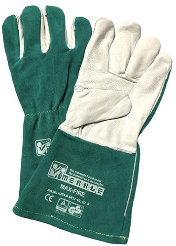 MAG-Schweißerhandschuh Typ MAX-Fire aus Spaltleder, Handinnenfläche aus Rindnarbenleder, Gummizug auf dem Handrücken und Nähte aus Kevlargarn (Gr. 11)