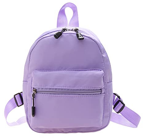 Generico Moda Donna Monocolore Zaino Adrette Scuola Nylon Mini Zaini, Lilla, 41CM*27CM*12CM