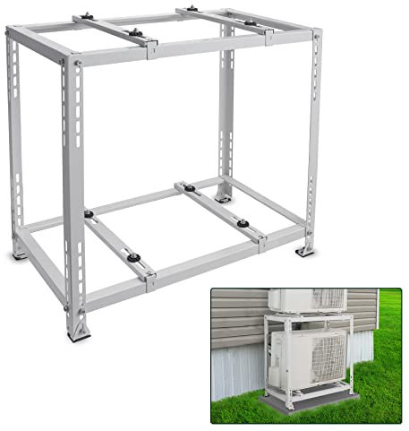 Flehomo Doppelstöckiger Bodenständer für Mini-geteilte Klimaanlagen, Wärmepumpensystem, robuster Kondensatorständer, kanelllose Mini-Split-Halterung für 9.000-18.000 BTU