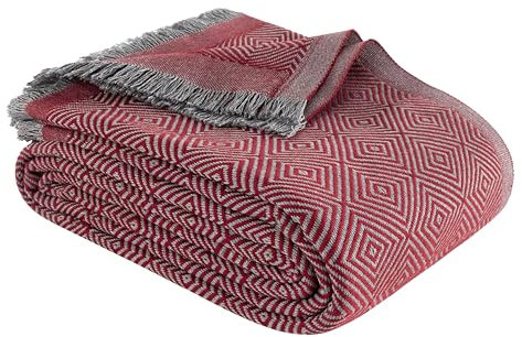 NESILY® Premium Tagesdecke mit Fransen | Vielseitiger Überwurf für Sofa, Bett & Picknick | Vintage Design | Bettdecke für Schlafzimmer | Wohnzimmerdecke | Sofadecke | Kuscheldecke | Bordeaux