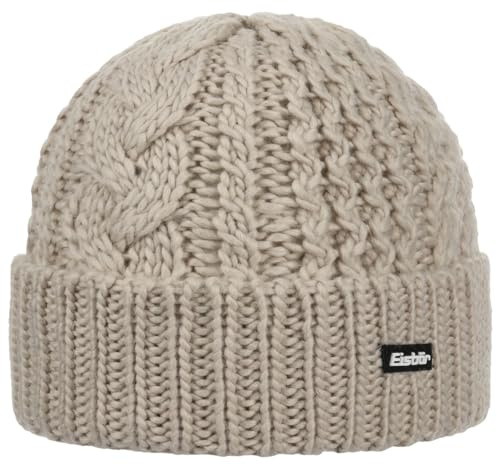 Eisbär Mütze Damen Afratos - Merino Wollmütze für Frauen mit Fleece schützt vor Kälte und Wind - Strickmütze mit Umschlag Beanie mit Zopfmuster Bequeme Haube für Immer