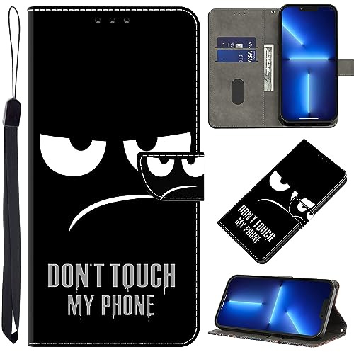 BOLELAW Hülle für Xiaomi 13T Pro/Xiaomi 13T, Don't Touch My Phone | Stoßfest PU Leder Klapphülle, Magnetverschluss, Standfunktion, Kartenfächern