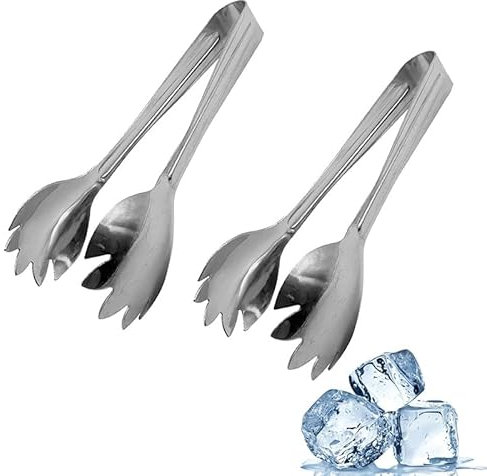 Virsus Pinze da Ghiaccio GL001, lunghezza 16,5 cm, Molla in Acciaio Inox con Bordi Dentati per una presa Sicura, Pinza per Servire Cocktail, Antipasti, Zollette Zucchero, Accessori Barman (2)