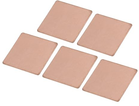 sourcing map 5Pcs pour Dissipateur Thermique Épaisseur de 0,5 mm | Feuille de Cuivre, Pad de 20 x 20 mm avec Rubans Adhésifs Thermiquement Conducteurs pour refroidissements du Processeur GPU