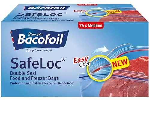 Genericq Reusable PVC-Free, Vinyl-Free Plastic Food Storage Bags, 76 Count, 23 x 20 cm, Zipper Closure, Medium Size