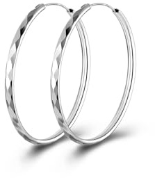 Creolen Silber 925 für Damen, Hypoallergen Groß Silber Creolen Leichte Ohrringe Silberne Creolen für Frauen 30/40/60mm