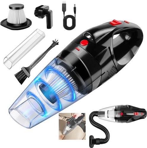 Car Vacuum Cleaner Cordless, Powerful Handheld Vacuum Cleaner, 3 in 1 Portable Mini Vacuum Cleaner, Hand Held Vacuum Cordless Car Hoover for Car Home Office - 30min Run Time, LED, Washable HEPA Filter