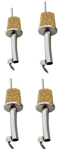 Versatile Stainless Steel and Cork Olive Oil Pour Spout, Stopper with Hinge, Lid Pourer for Containers Like Wine, Spirits, Coffee, Syrup and Vinegar Bottles (Automatic cover bend spout)