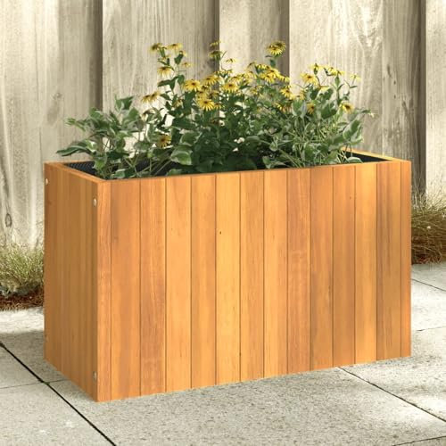 JUDYY Jardinière 59x27,5x35 cm Bois Massif d'acacia,Jardiniere sur Pieds,Bac avec Treillis,Jardiniere Terrasse