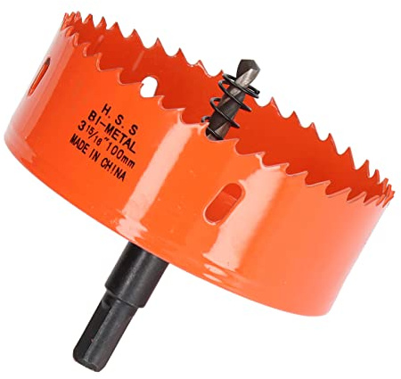 Scie Cloche Bimétallique HSS avec Arbre Robuste pour Planches à Cornhole, Bois PVC Métal, Pièces de Perceuse électrique, Accessoires Professionnels (3-15/16(100mm))
